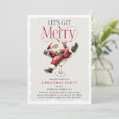 Lustiger Betrunkener Weihnachtsmann 'Lasst uns frö Einladung (Stehend Vorderseite)