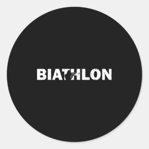 Lustiger Biathlon-Biathlet schießt Skilanglauf Zie Runder Aufkleber
