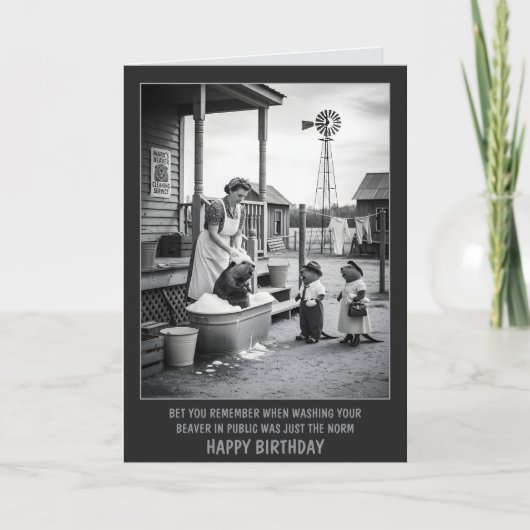 Lustiger Biber Geburtstag Karte (Vorderseite)