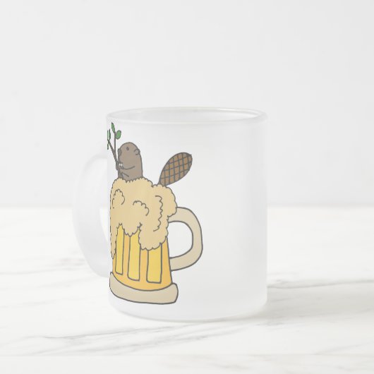 Lustiger Biber in der Bier-Tasse Mattglastasse (Vorderseite Links)
