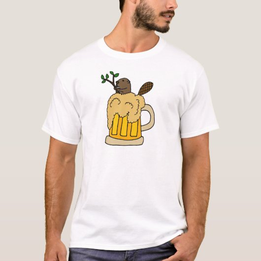 Lustiger Biber in der Bier-Tasse T-Shirt (Vorderseite)
