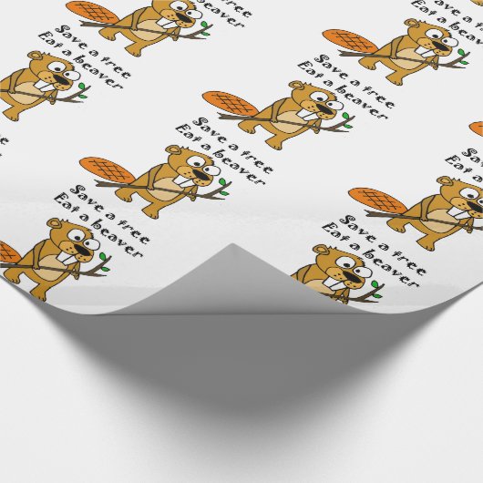 Lustiger Biber mit Baum-Cartoon Geschenkpapier (Ecke)