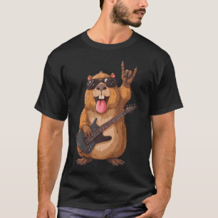 Lustiger Biber Rock Musik Gitarrist T-Shirt
