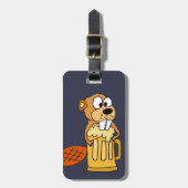 Lustiger Biber-trinkendes Bier Gepäckanhänger (Vorderseite vertikal)