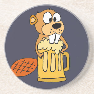 Lustiger Biber-trinkendes Bier Sandstein Untersetzer