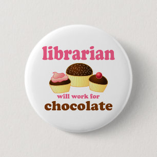 Lustiger Bibliothekar-Knopf Button