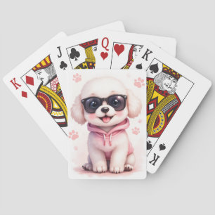Lustiger Bichon Frise Kawaii Hund Spielkarten