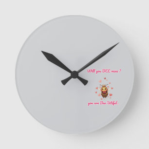 Lustiger Bienen-Wortspiel-Valentinstag Runde Wanduhr