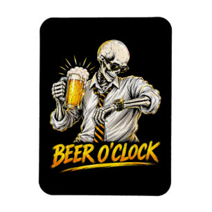 Lustiger Bier-Uhr-Skelett-Bierliebhaber Magnet