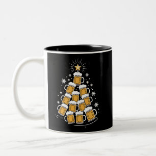 Lustiger Bier-Weihnachtsbaum-Feiertags-Trinken Zweifarbige Tasse