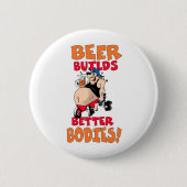 lustiger Biertrinker-Cartoon Button (Vorderseite)