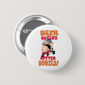 lustiger Biertrinker-Cartoon Button (Vorne & Hinten)