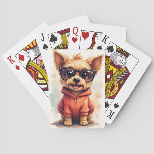 Lustiger Biewer Terrier Kawaii Hund Spielkarten (Rückseite)