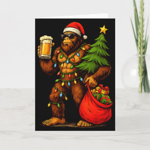 Lustiger Big Foot Weihnachtsmann Hut Trinken Weihn Karte