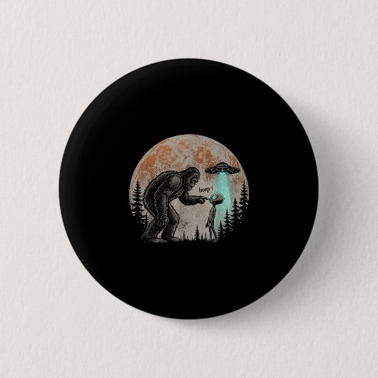 Lustiger Bigfoot-Alien Boop UFO Sasquatch Retro Mo Button (Vorderseite)