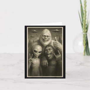 Lustiger Bigfoot, Alien und Yeti Sasquatch Rockt Karte