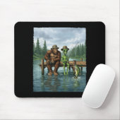 Lustiger Bigfoot-Angler Männer Alien Sasquatch-Ang Mousepad (Mit Mouse)