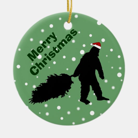 Lustiger Bigfoot, der Weihnachtsbaum-Verzierung Keramik Ornament (Vorne)