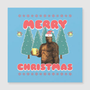 Lustiger Bigfoot - Frohe Weihnachten Magnetkarte
