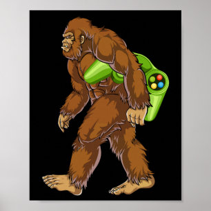 Lustiger Bigfoot-Gamer Sasquatch-Videospiele Männe Poster