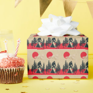Lustiger Bigfoot Geburtstag Vintage Camping Mond W Geschenkpapier