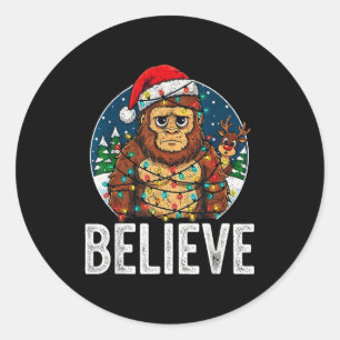 Lustiger Bigfoot Glaubt Weihnachten Sasquatch Sant Runder Aufkleber