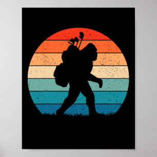 Lustiger Bigfoot-Golf-Vintage-Retro-Sasquatch-Spie Poster