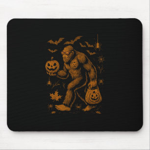 Lustiger Bigfoot-Halloween mit Kürbis und gruselig Mousepad