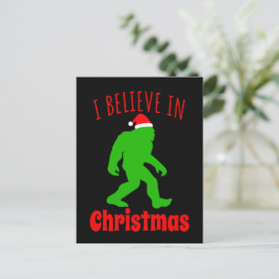 Lustiger Bigfoot Ich glaube an Weihnachten Postkarte