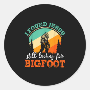 Lustiger Bigfoot-Jesus-Crossover auf der Suche nac Runder Aufkleber