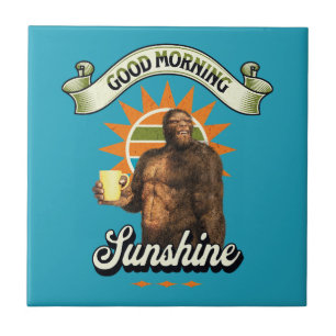 Lustiger Bigfoot-Kaffee-Morgenhumor Fliese