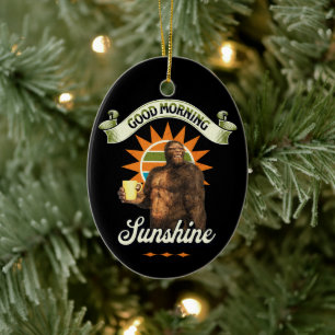 Lustiger Bigfoot-Kaffee-Morgenhumor Keramik Ornament
