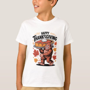 Lustiger Bigfoot-Kürbiskuchen Frohes Erntedankfest T-Shirt
