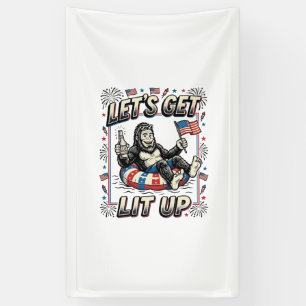 Lustiger Bigfoot Lasst Uns Leuchten Patriotisch Banner