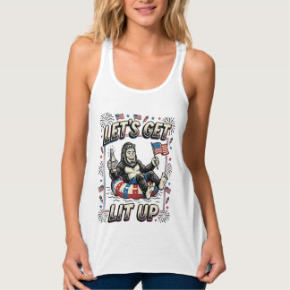 Lustiger Bigfoot Lasst Uns Leuchten Patriotisch Tank Top