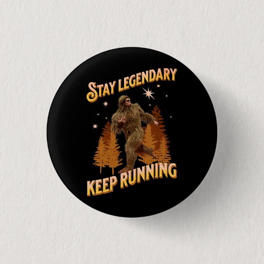 Lustiger Bigfoot Laufmotivation Button (Vorderseite)