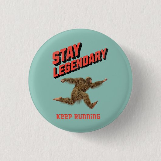 Lustiger Bigfoot Laufmotivation Button (Vorderseite)