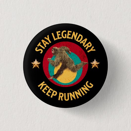 Lustiger Bigfoot Laufmotivation Button (Vorderseite)