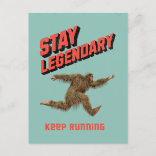 Lustiger Bigfoot Laufmotivation Feiertagspostkarte