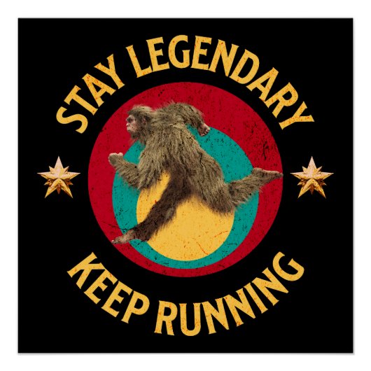 Lustiger Bigfoot Laufmotivation Poster (Vorderseite)