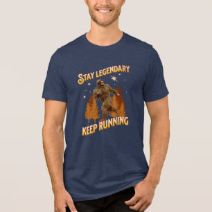 Lustiger Bigfoot Laufmotivation Tri-Blend Shirt