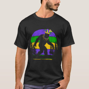 Lustiger Bigfoot Mardi Gras Sasquatch T-Shirt