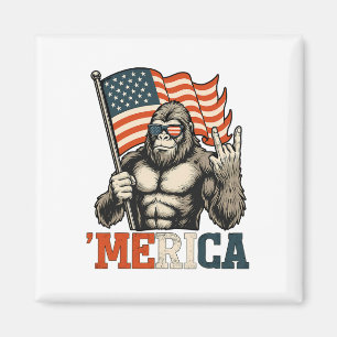 Lustiger Bigfoot Merica Rock Usa Flagge Patriotisc Magnet