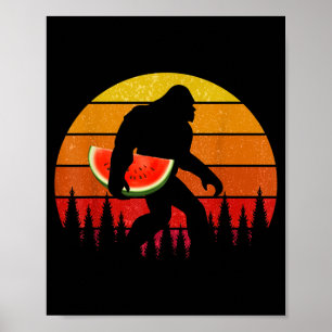 Lustiger Bigfoot mit Wassermelone Slice Melone Som Poster