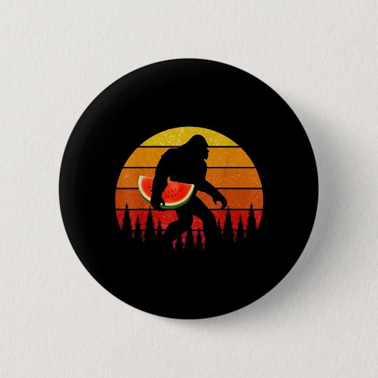 Lustiger Bigfoot mit Wassermelonen-Scheibe Melone Button (Vorderseite)