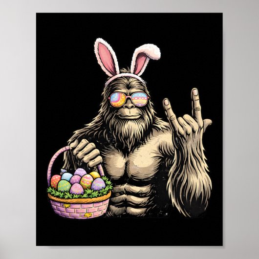 Lustiger Bigfoot-Oster-Ei-Felsen Sasquatch Osterta Poster (Vorne)