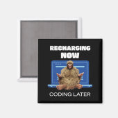 Lustiger Bigfoot-Programmierer lädt später codiere Magnet (Vorderseite/Rückseite)