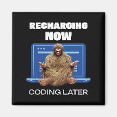Lustiger Bigfoot-Programmierer lädt später codiere Magnet (Vorne)