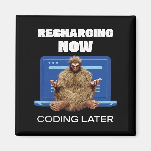 Lustiger Bigfoot-Programmierer lädt später codiere Magnet (Vorne)
