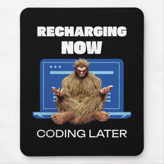 Lustiger Bigfoot-Programmierer lädt später codiere Mousepad (Vorne)